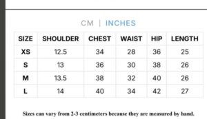 size chart
